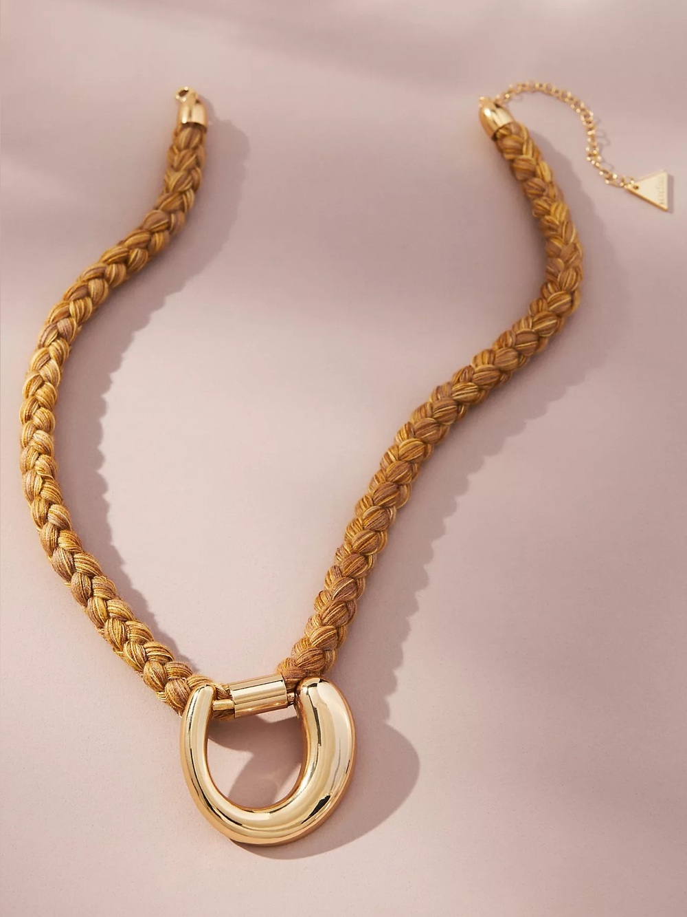 NWT Anthropologie Braided Rope Necklace with Gold Pendant - Picture 1 of 10